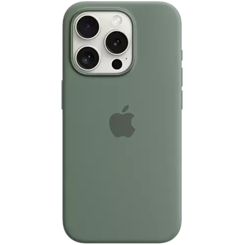 Apple Silikon Case iPhone 15 Pro Max mit MagSafe Zypresse