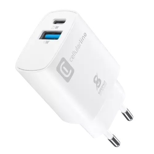 Cellularline Dual Port Travel Charger Samsung PD 25W Weiß