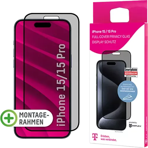 Displex Privacy Display Glas Apple iPhone 15 / 15 Pro Transparent