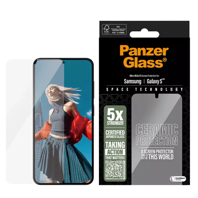 PanzerGlass Ceramic Displayschutz Samsung Galaxy S25 | Ultra-Wide Fit Klar