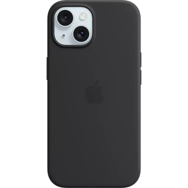 Apple Silikon Case iPhone 15 mit MagSafe Schwarz