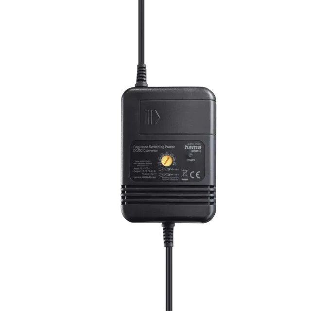 Hama Netzteil für Kfz, einstellbar, 2000mA, 24W, max. 12V, stabilis., 8 Adapter Schwarz