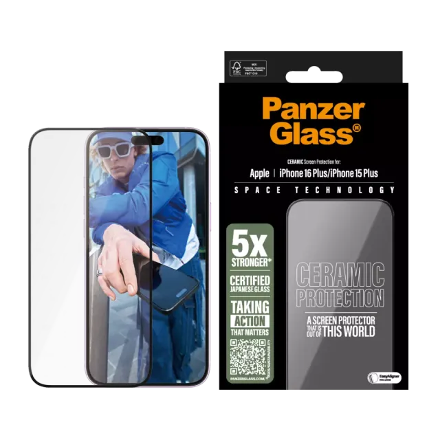 PanzerGlass® Ceramic Displayschutz iPhone 16 Plus | 15 Plus | Ultra-Wide Fit Transparent