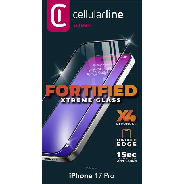 Cellularline Xtreme Glass für Apple iPhone 17 Pro