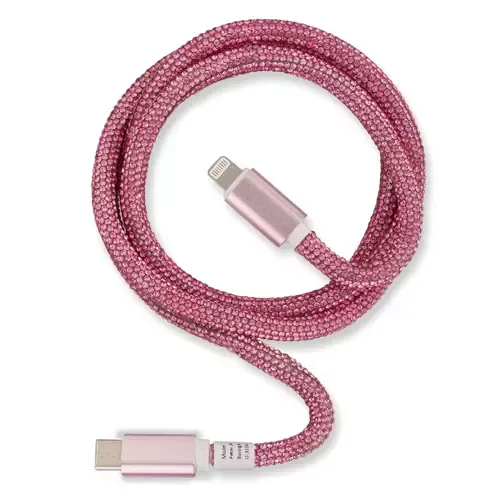 Peter Jäckel Glamour 1m USB Data Cable Typ-C/ Apple Lightning mit Sync- und Ladefunktion Rosa