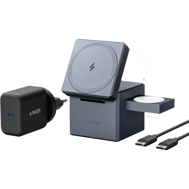 Anker 3-in-1 Cube with MagSafe Schwarz