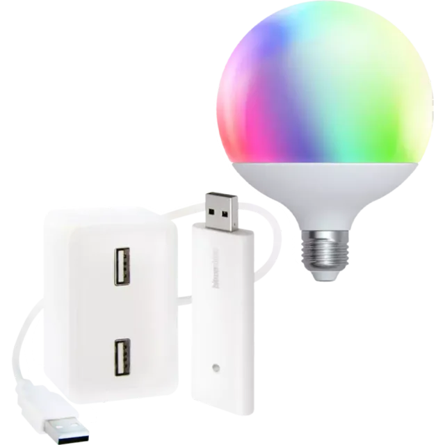 LED-Globeform white+color E27 + Funkstick