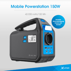XLayer Mobile Powerstation 150W Black/Blue 42.000 mAh / 155 Wh Schwarz/Blau