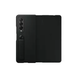 Samsung Leather Flip Cover für Galaxy Z Fold 3 5G Schwarz