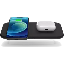 Zens Dual Wireless Charger Slim with USB A port Schwarz