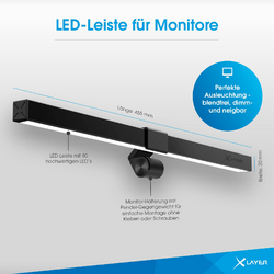 XLayer LED Monitor Lampe Warm- und Kaltweiß, Dimmbar 6,5W Schwarz
