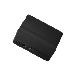 Samsung Leather Flip Cover für Galaxy Z Fold 3 5G Schwarz