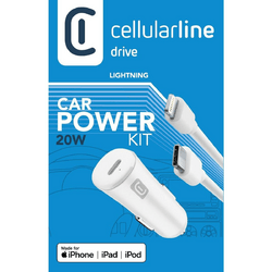 Cellularline USB Car Charger Kit 20W Typ-C/ Lightning Weiß