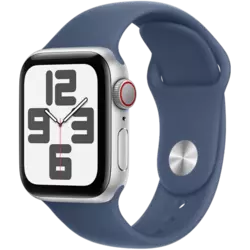 Apple Watch SE (2023) Aluminium Sportarmband Silber/Denim S/M