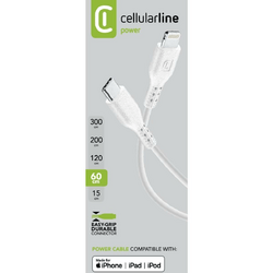 Cellularline Power Data Cable 0,6 m USB Typ-C/ Lightning Weiß
