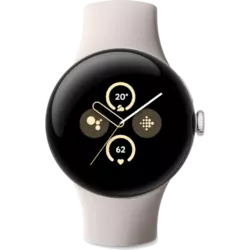 Google Pixel Watch 2 LTE Polished Silver Case Porcelain Active Band Porcelain
