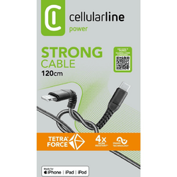 Cellularline Tetraforce Data Cable Strong 1.2m USB Typ-C/ Apple Lightning Schwarz