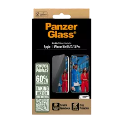 PanzerGlass Privacy Screen Protector iPhone 16e | 14 | 13 | 13 Pro | Ultra-Wide Fit w. Aligner