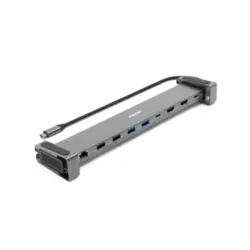 Hama USB-C-Docking-Station "Connect2Office Basic V2", Standfüße, 9 Ports Grau