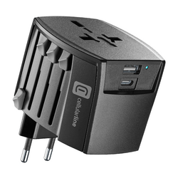 Cellularline S.p.A. Dual Port World Travel Charger 20W Schwarz