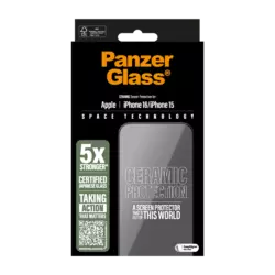 PanzerGlass® Ceramic Displayschutz iPhone 16 | 15 | Ultra-Wide Fit Transparent