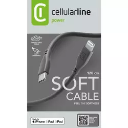 Cellularline Soft Data Cable USB Typ-C/ Lightning 1,2m Schwarz