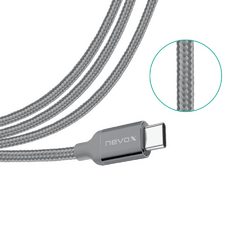 Nevox USB-Type C Datenkabel 1m Nylon Silbergrau