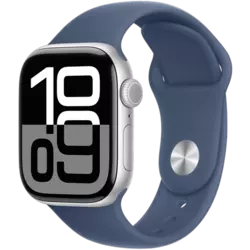 Apple Watch Series 10 Aluminium Sportarmband Silber/Denim S/M