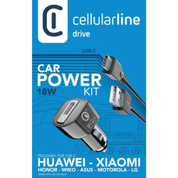Cellularline USB Car Charger Kit 18W Typ-C Schwarz