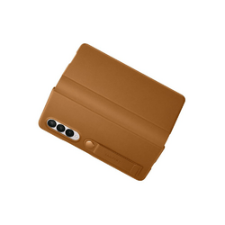 Samsung Leather Flip Cover für Galaxy Z Fold 3 5G Camel