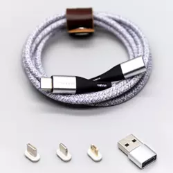Syllucid Universal USB Ladekabel mit Reisebox (1,2m) Grau