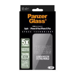 PanzerGlass® Ceramic Displayschutz iPhone 16 Plus | 15 Plus | Ultra-Wide Fit Transparent