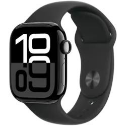 Apple Watch Series 10 Aluminium Sportarmband Diamantschwarz/Schwarz S/M