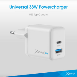 XLayer Universal 38W Powercharger USB Typ C Weiß