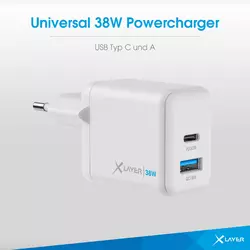XLayer Universal 38W Powercharger USB Typ C Weiß
