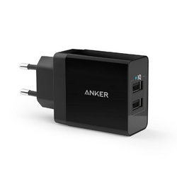 Anker 24W Wall charger 2-Port USB-A schwarz