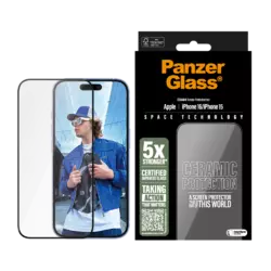 PanzerGlass® Ceramic Displayschutz iPhone 16 | 15 | Ultra-Wide Fit Transparent