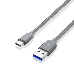Nevox USB-Type C Datenkabel 1m Nylon Silbergrau