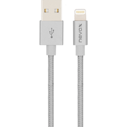 Nevox Lightning USB Datenkabel MFi Nylon geflochten 1m Silbergrau