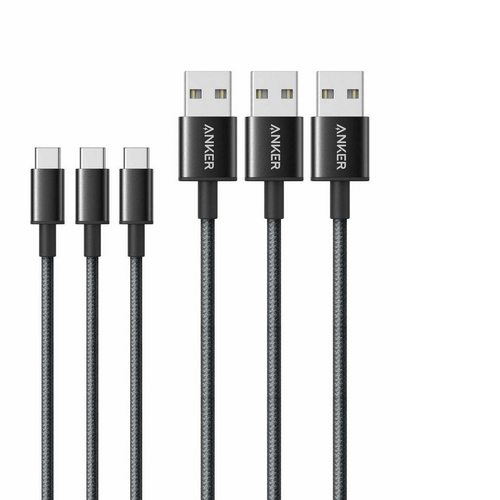 Anker Premium Nylon USB-C to USB-A Cables (3-Pack 6ft)