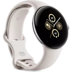 Google Pixel Watch 2 LTE Polished Silver Case Porcelain Active Band Porcelain