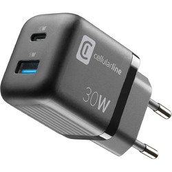 Cellularline USB Charger Multipower Micro 30W GaN 2 Ports PD Schwarz