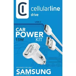 Cellularline Adaptive Fast Car Charger Kit 15W Typ-C Schwarz