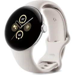 Google Pixel Watch 2 LTE Polished Silver Case Porcelain Active Band Porcelain
