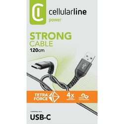 Cellularline Tetraforce Data Cable Strong 1.2m USB-A/ Typ-C Schwarz