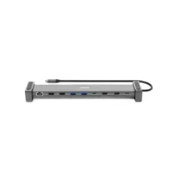 Hama USB-C-Docking-Station "Connect2Office Basic V2", Standfüße, 9 Ports Grau