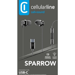 Cellularline Earphones Sparrow Typ-C Schwarz