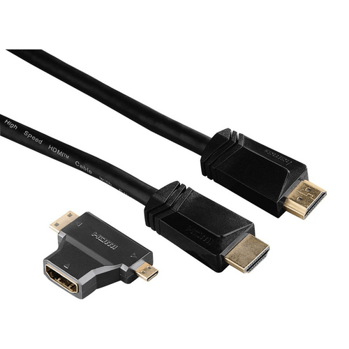 Hama HDMI™-Kabel High Speed Type A/A + 2 Adapter Schwarz