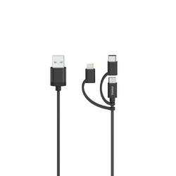 Hama USB-Kabel 3in1-Micro-USB mit Adapter auf USB-C and Lightning USB 2.0