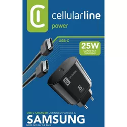 Cellularline USB-C Charger Kit Samsung 25W Schwarz